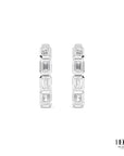 Bezel Set Emerald Cut Lab Grown Diamond Hoops