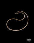 Heart Shape Diamond Cuban Chain Necklace-Helios Fine Jewelry